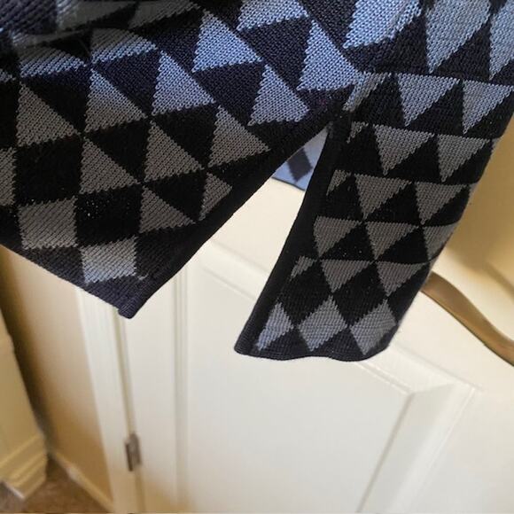 Vintage Bill Blass Knit Tunic Silk Blue Black Diamond Print Women L Runs Small - Picture 6 of 7